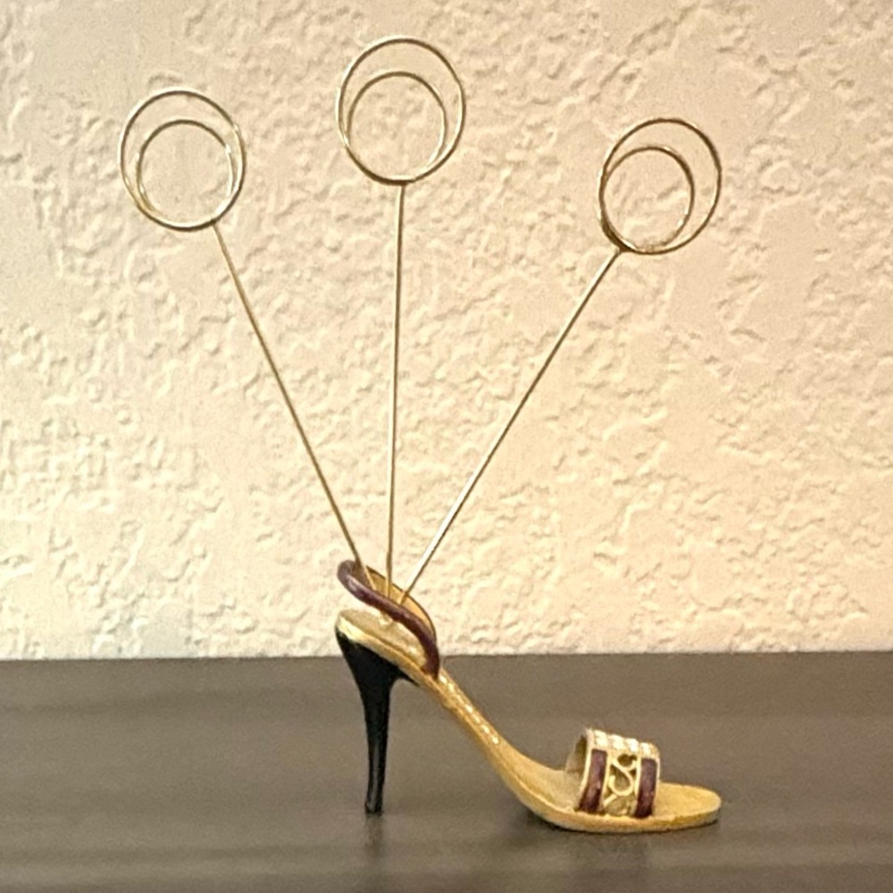 Jeweled High Heel Picture Card Memo Clip Holder Desk Top Stand